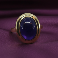 Amethyst Cabochon Ring - Rich Plum Silk