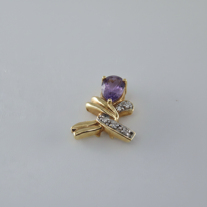 Amethyst & Diamond Floral Pendant