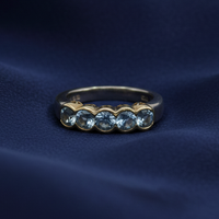 Aquamarine Four-Stone Ring - Deep Navy Silk