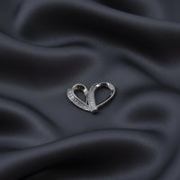 Baguette Diamond Heart Pendant - Charcoal Silk