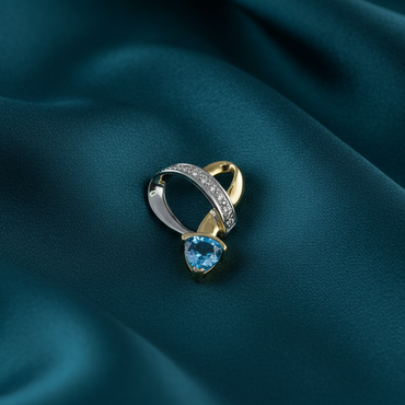 Blue Topaz & Diamond Two-Tone Pendant — Ocean Teal Silk