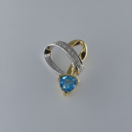 Blue Topaz & Diamond Two-Tone Pendant