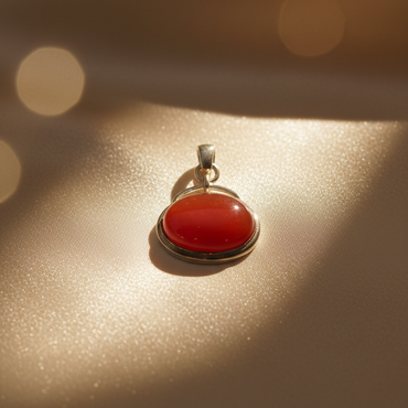 Carnelian Cabochon Silver Pendant