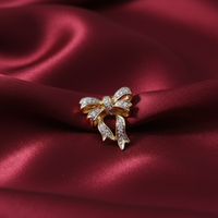 Diamond Bow Pendant — Ruby Red Silk