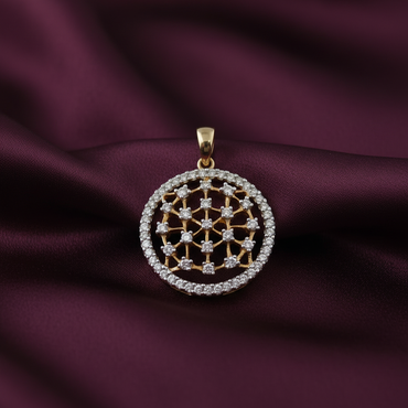 Diamond Filigree Circle Pendant — Deep Plum Silk