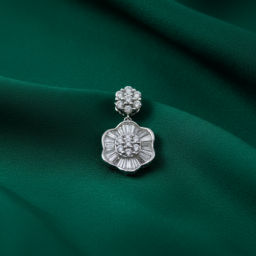 Diamond Flower Pendant - Emerald Silk
