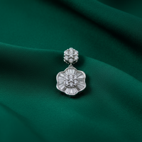 Diamond Flower Pendant - Emerald Silk
