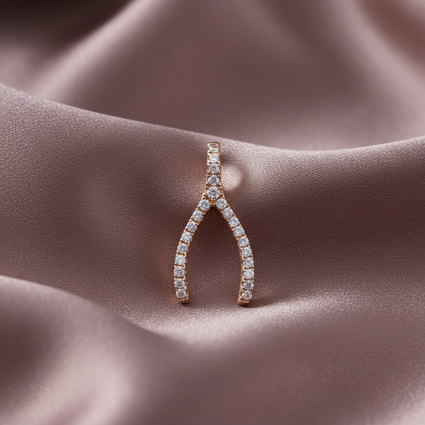 Diamond Wishbone Pendant — Dusty Rose Silk