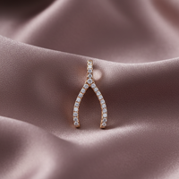 Diamond Wishbone Pendant — Dusty Rose Silk
