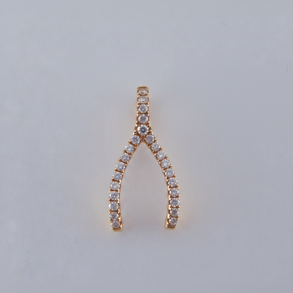 Diamond Wishbone Pendant in Rose Gold