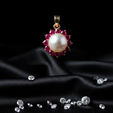 14K Yellow Gold Freshwater Pearl & Sapphire Enhancer Pendant