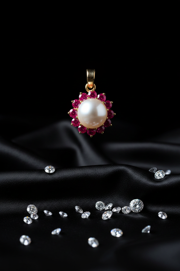 14K Yellow Gold Freshwater Pearl & Sapphire Enhancer Pendant