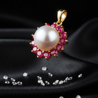 14K Yellow Gold Freshwater Pearl & Sapphire Enhancer Pendant