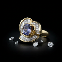 14K Yellow Gold Antique Filigree Tanzanite Solitaire Ring