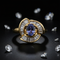14K Yellow Gold Antique Filigree Tanzanite Solitaire Ring