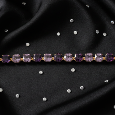 10K Yellow Gold Cushion-Cut Lavender Amethyst Tennis Bracelet