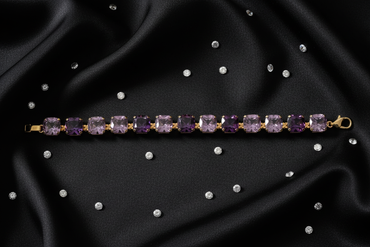 10K Yellow Gold Cushion-Cut Lavender Amethyst Tennis Bracelet