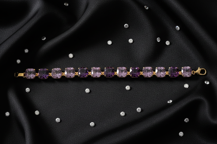 10K Yellow Gold Cushion-Cut Lavender Amethyst Tennis Bracelet