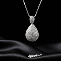 14K White Gold 1 CTW Diamond Pavé Teardrop Pendant Necklace