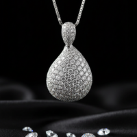 14K White Gold 1 CTW Diamond Pavé Teardrop Pendant Necklace