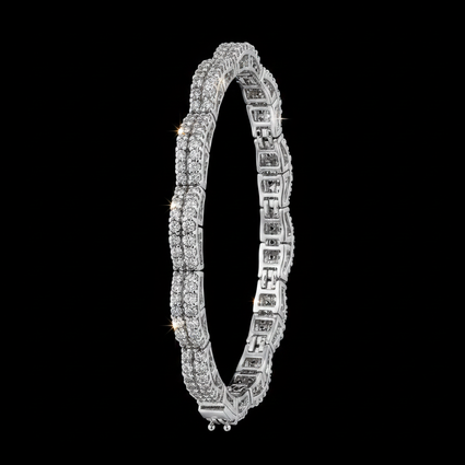 14K White Gold 3.96 CTW Diamond Fancy Link Bracelet