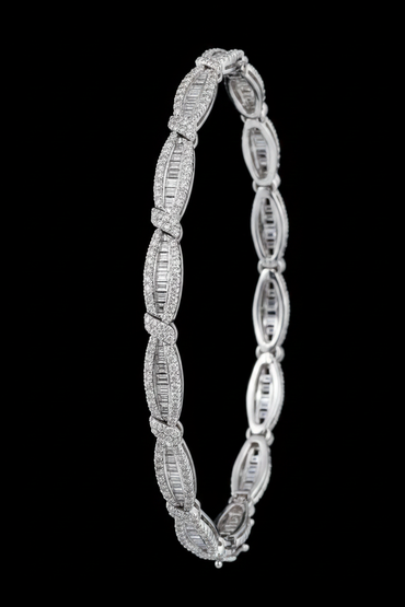 10K White Gold 3.0 CTW Diamond Wave Link Bracelet
