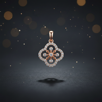 Rose Gold Pavé Diamond Floral Clover Pendant