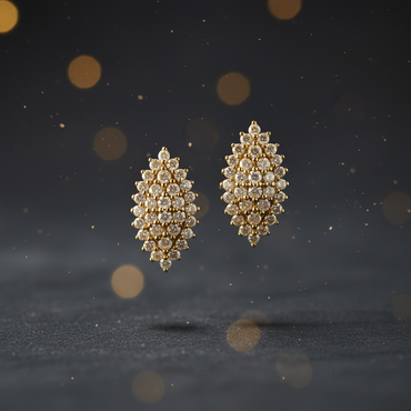 10K Yellow Gold Marquise & Round Diamond Cluster Earrings 0.20 CTW