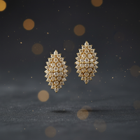 10K Yellow Gold Marquise & Round Diamond Cluster Earrings 0.20 CTW