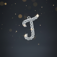 10K White Gold Diamond Letter J Initial Pendant