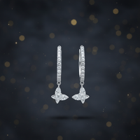 White Gold Pavé Diamond Hoop & Butterfly Drop Earrings