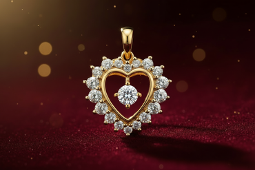 1/4 CTW Floating Diamond Heart Pendant, 14K Yellow Gold