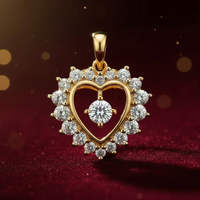1/4 CTW Floating Diamond Heart Pendant, 14K Yellow Gold