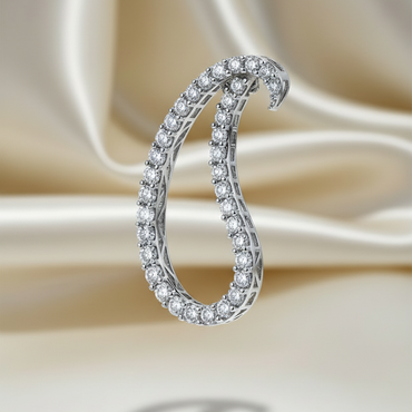 10K white gold diamond comma pendant side view no chain