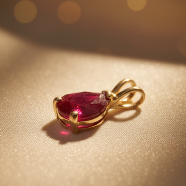 14K Yellow Gold 1.36ct Natural Ruby Pendant - angle 1