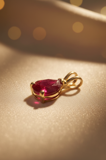 14K Yellow Gold 1.36ct Natural Ruby Pendant - angle 1