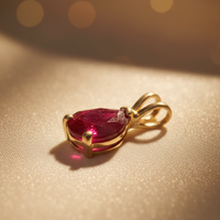 14K Yellow Gold 1.36ct Natural Ruby Pendant - angle 1