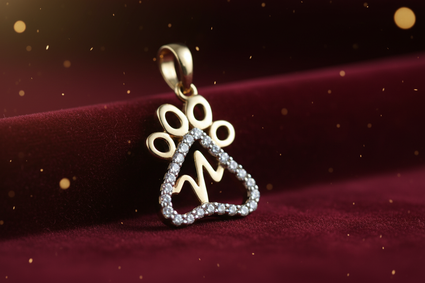 1/10 CTW Diamond Paw Print Heart Pendant in 10K Yellow Gold