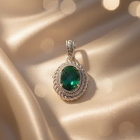 Sterling Silver Green Onyx & Diamond Pendant - editorial marketing image