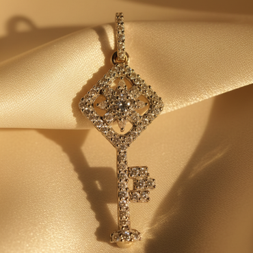 14K Yellow Gold Diamond Key Pendant - marketing image 1