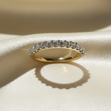 14K Two-Tone Gold Diamond Ladies Crown Wedding Band - marketing image detail