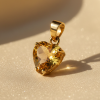 14K Yellow Gold Heart Citrine Pendant - editorial three quarter