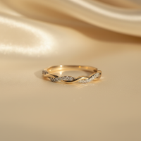 10K Yellow Gold Diamond Stackable Twisted Band Ring - marketing image front