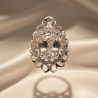 Sterling Silver White Topaz Filigree Halo Ring – Top View