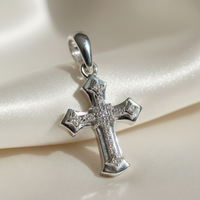 10K White Gold 1/20ctw Diamond Cross Pendant - angle 2