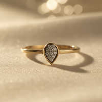 10K Yellow Gold Diamond Ladies Pear Shaped Ring - marketing image detail