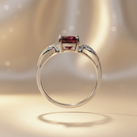 14K White Gold Rhodolite Garnet & Diamond Ring - editorial side profile