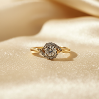 10K Yellow Gold Diamond Halo Promise Ring - Marketing Image 1