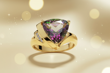 Mystic Topaz & Diamond Trillion Ring in 10K Yellow Gold