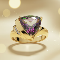 Mystic Topaz & Diamond Trillion Ring in 10K Yellow Gold